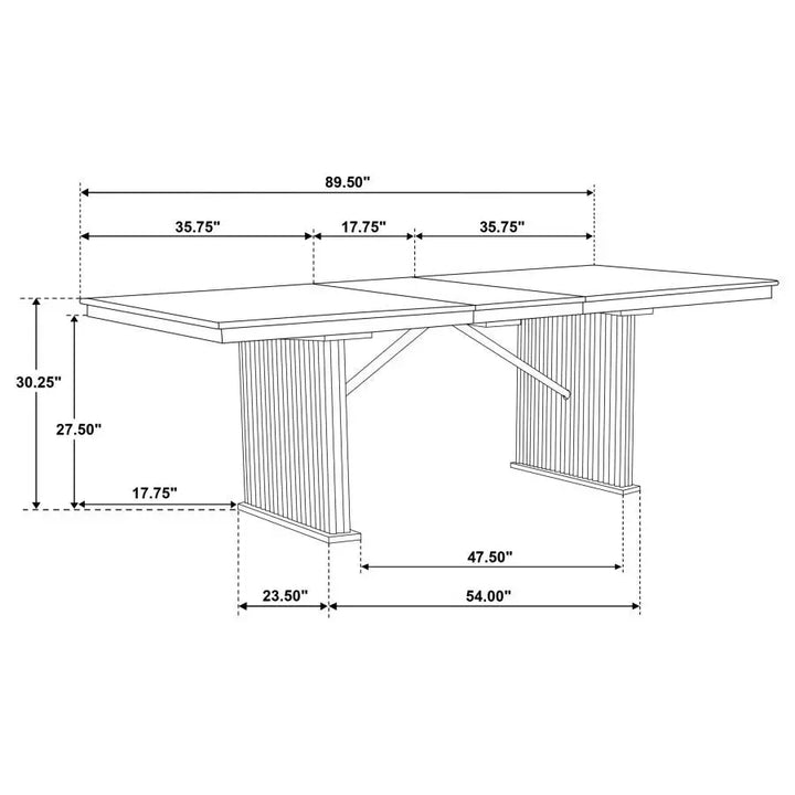 Marlowe Stately Wood Dining Table with Leaf Extension 71" > 89" long Denmark Home