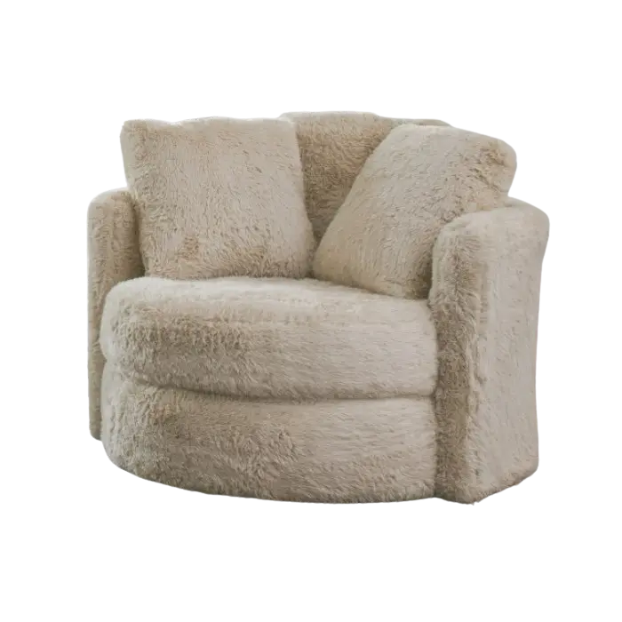 Lysa Swivel Lounge Chair – Faux Fur Cream / Beige Denmark Home