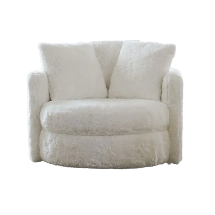 Lysa Swivel Lounge Chair – Faux Fur White Denmark Home