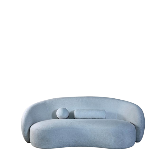 Brevik Sofa – Powder Blue Chenille with Sculpted Curved Silhouette