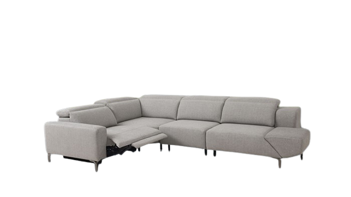 Atlas Power Sectional – Light Gray Upholstery with Swivel Arm & Power Recline