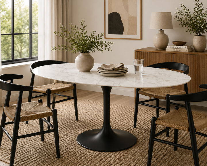 Lippa 48" Oval Faux Marble Dining Table - c Denmark Home