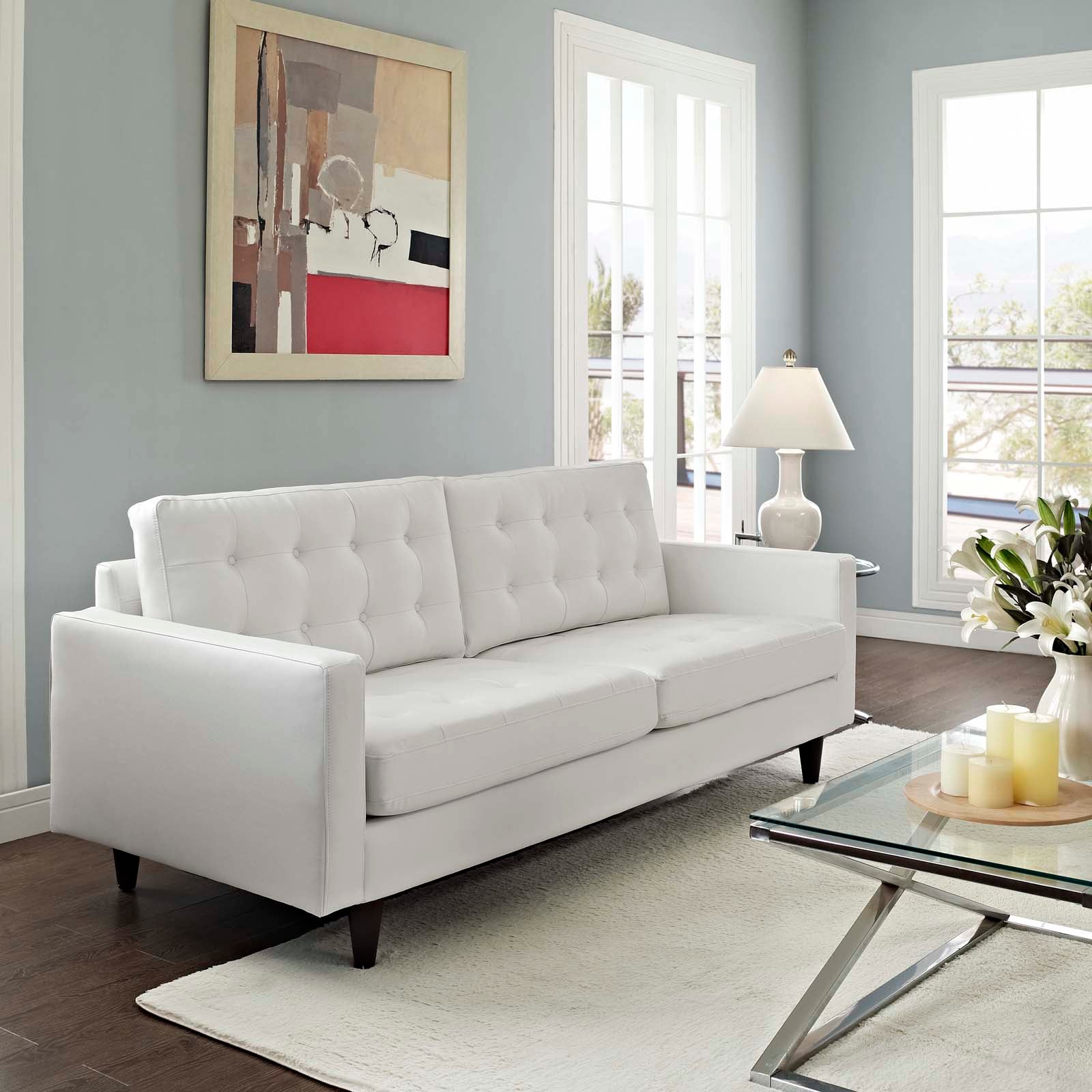 Oura Bonded Leather Sofa - White
