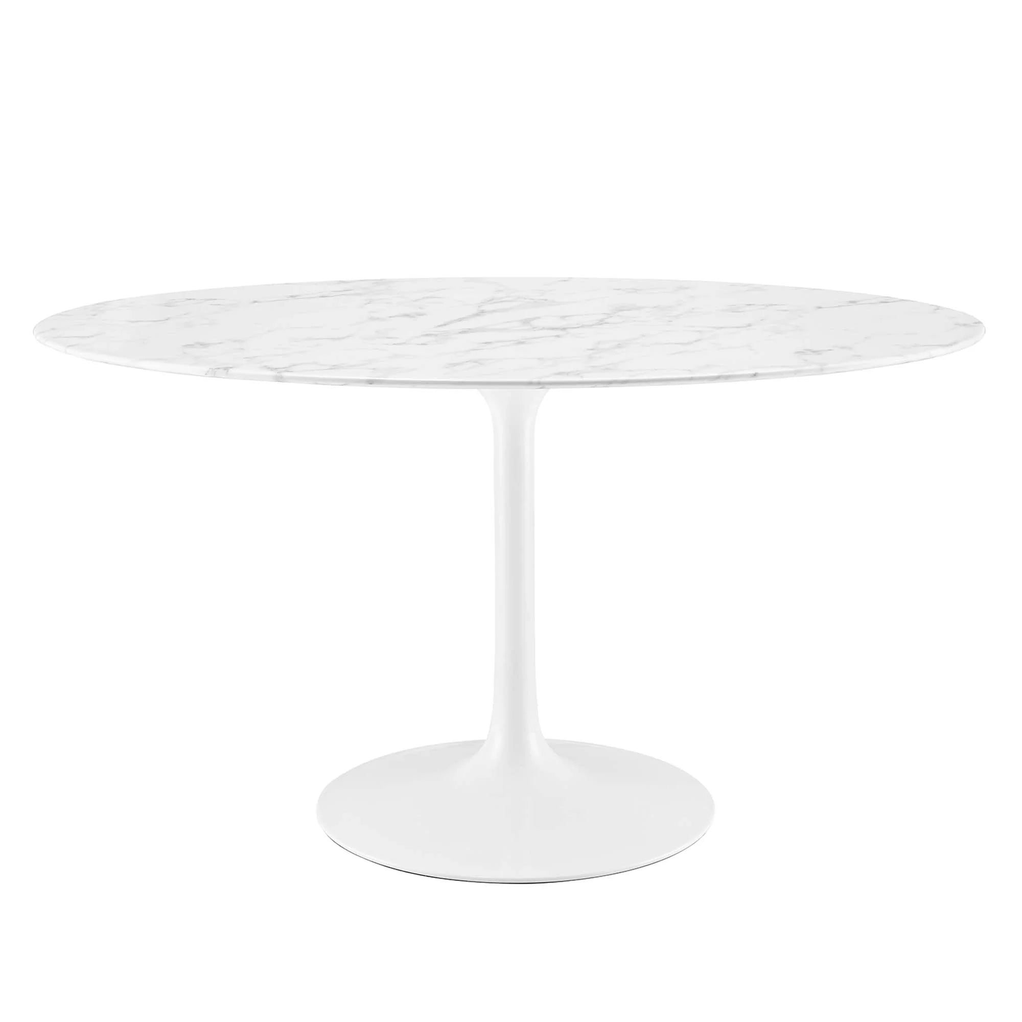 Lippa 54" Oval Faux Marble Dining Table - White Denmark Home