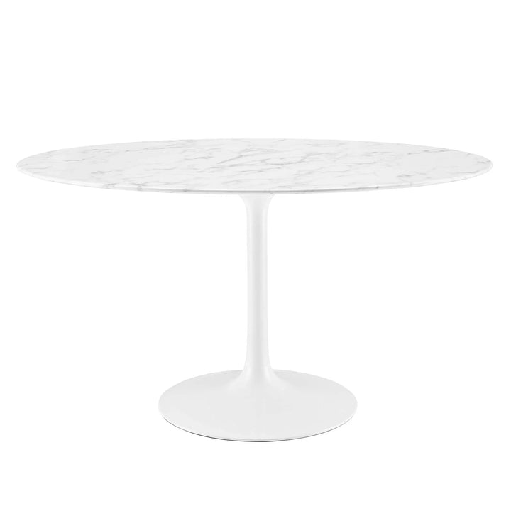 Lippa 54" Oval Faux Marble Dining Table - White Denmark Home