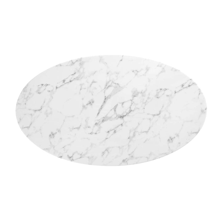 Lippa 54" Oval Faux Marble Dining Table - White Denmark Home