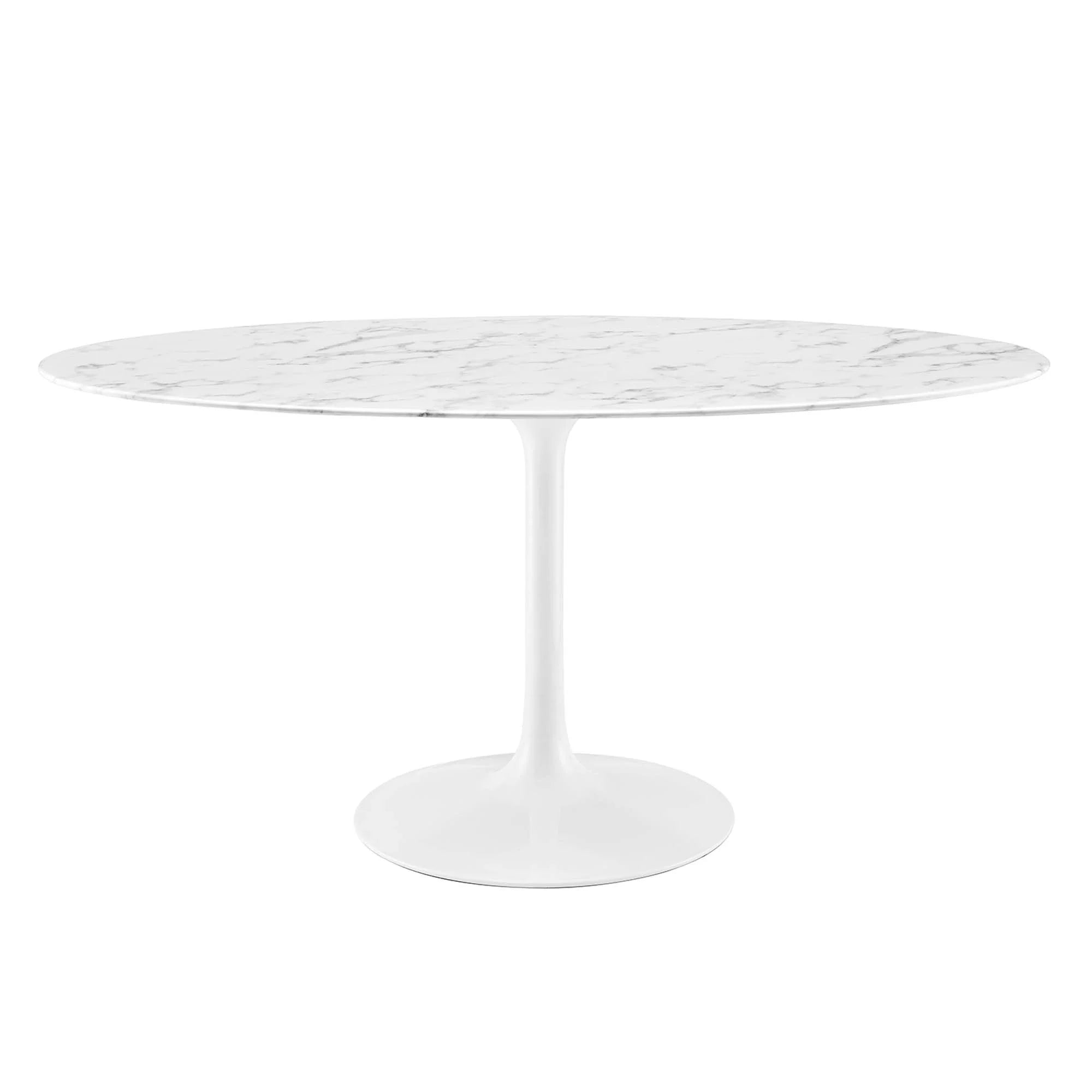 Lippa 60" Oval Faux Marble Dining Table - White Denmark Home