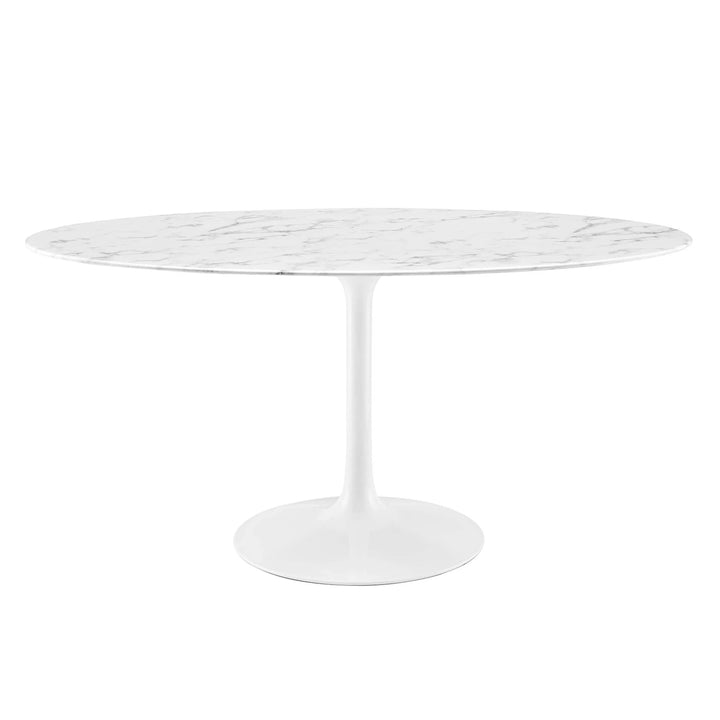 Lippa 60" Oval Faux Marble Dining Table - White Denmark Home