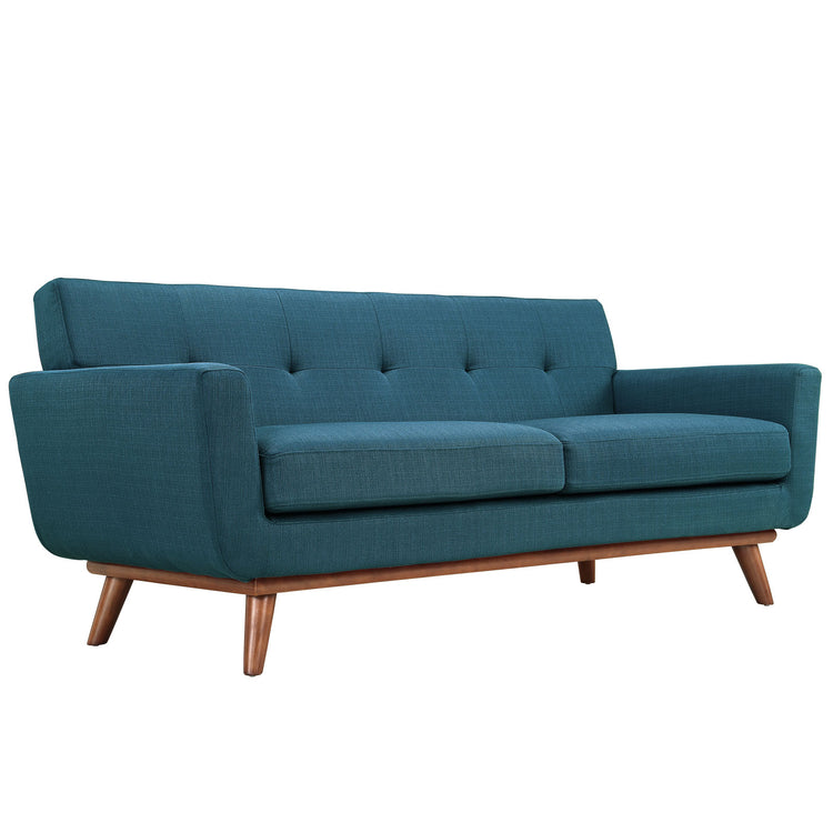 Koti Upholstered Fabric Loveseat – Azure