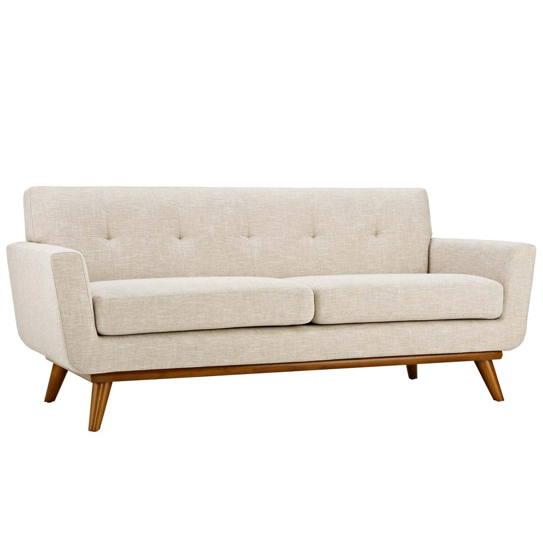 Koti Upholstered Fabric Loveseat – Beige