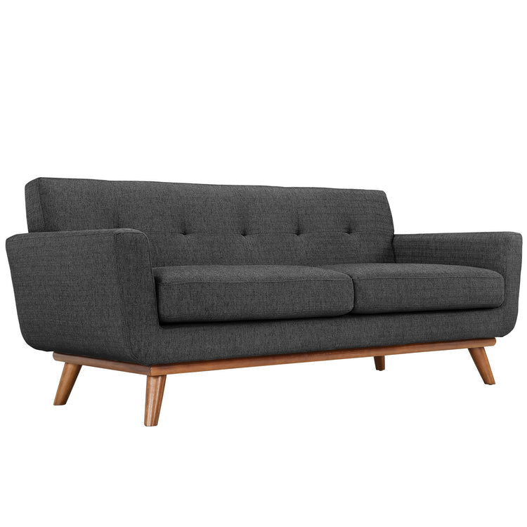 Koti Upholstered Fabric Loveseat – Gray