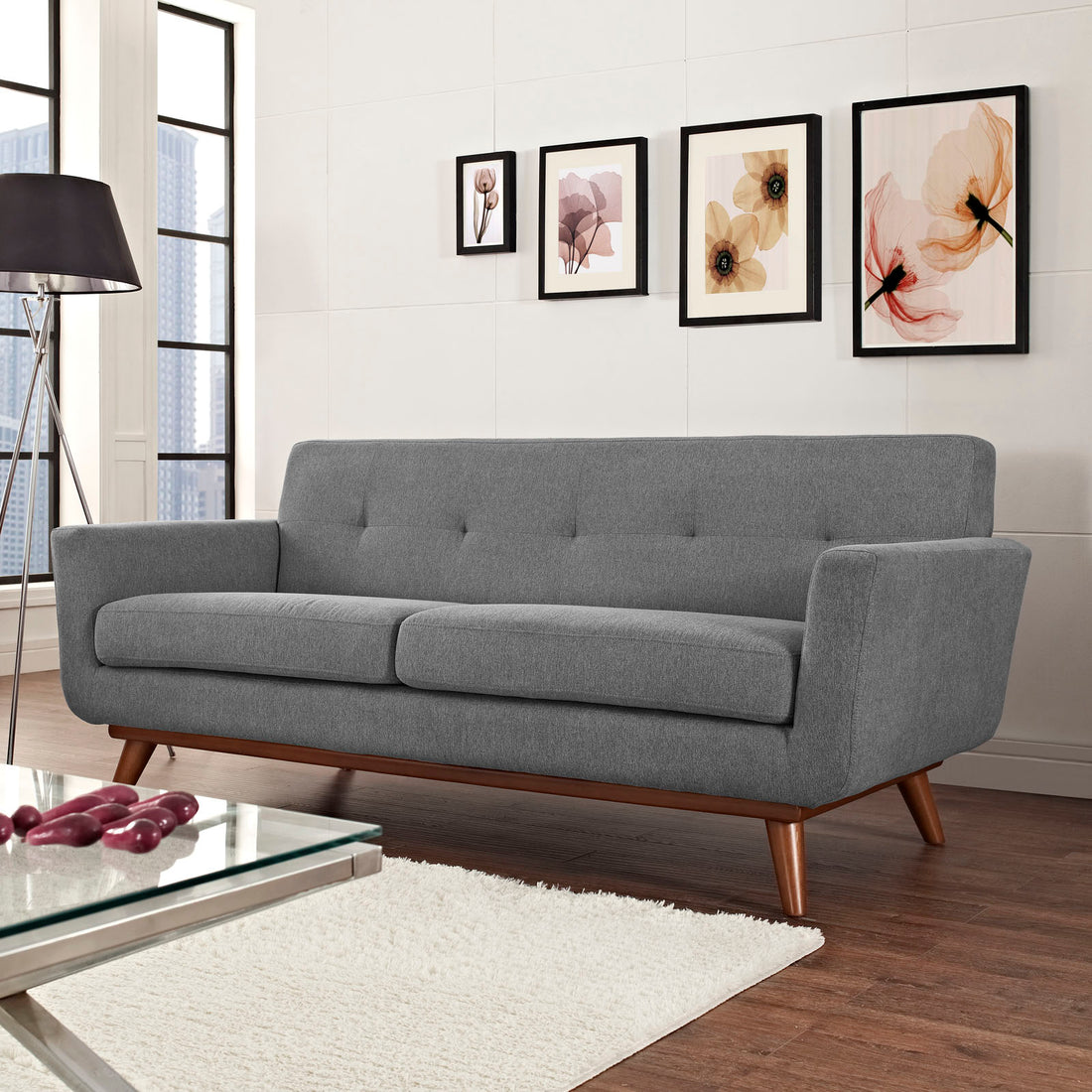 Koti Upholstered Fabric Loveseat – Expectation Gray
