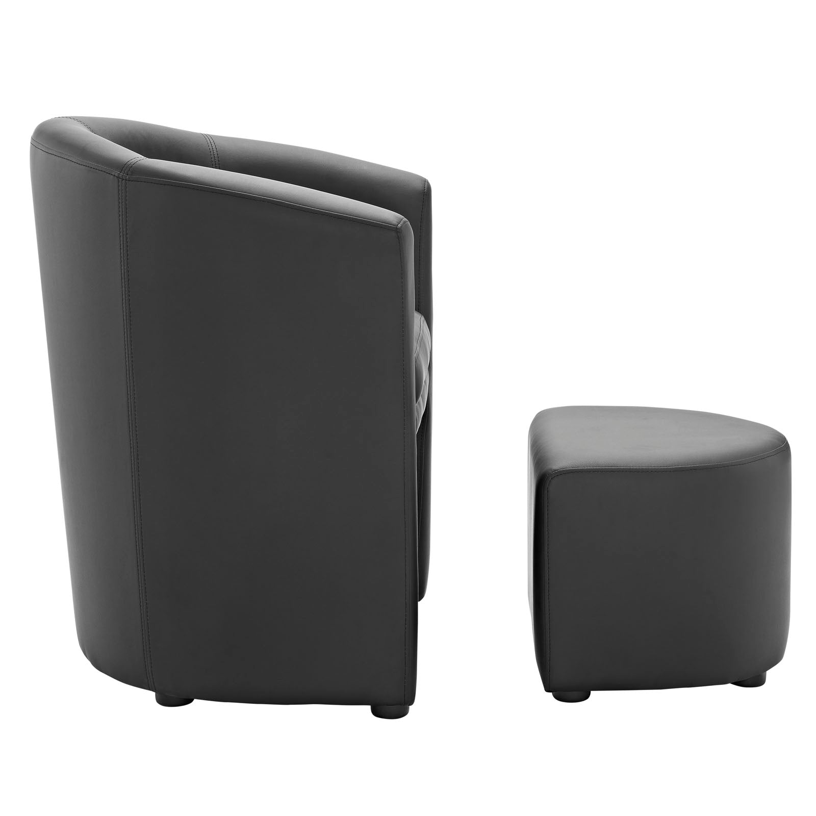 Melano Faux Leather Armchair with Storage Ottoman- Black Denmark Home