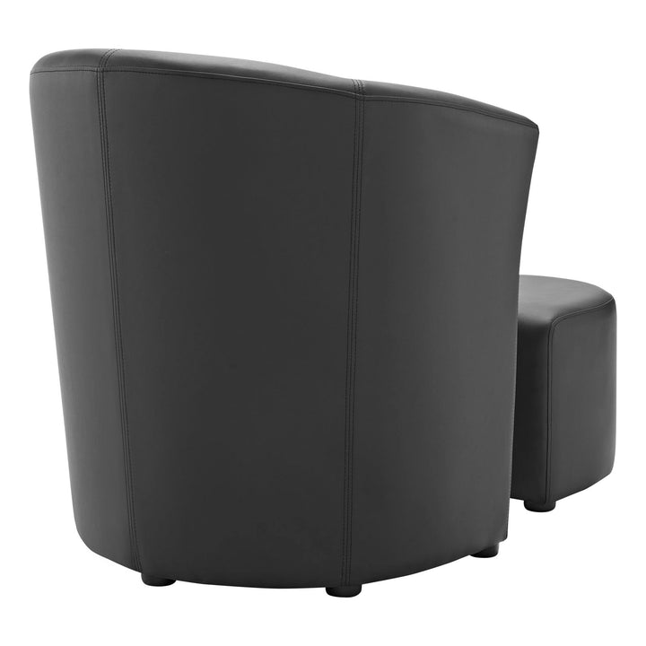 Melano Faux Leather Armchair with Storage Ottoman- Black Denmark Home