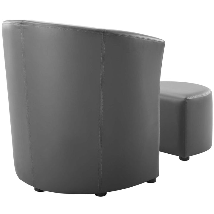 Melano Faux Leather Armchair with Storage Ottoman- Gray Denmark Home