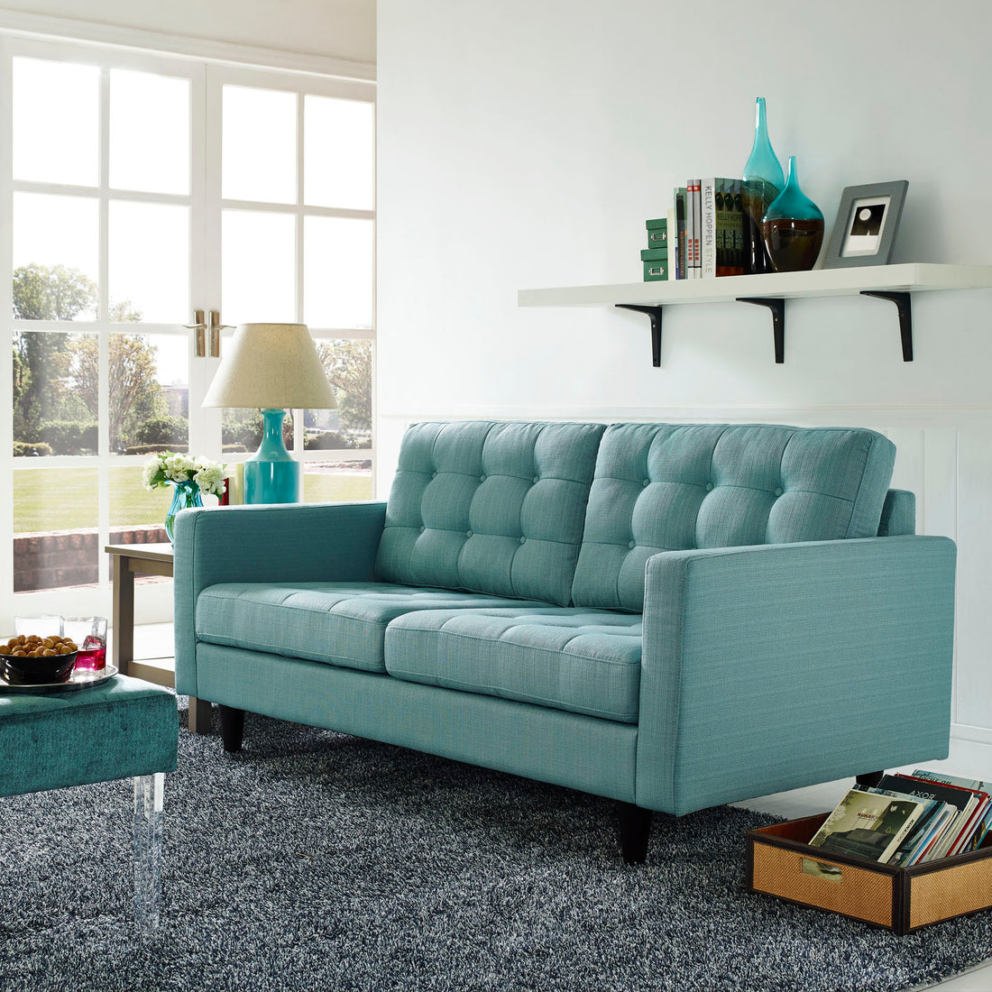 Oura Upholstered Fabric Loveseat - Laguna