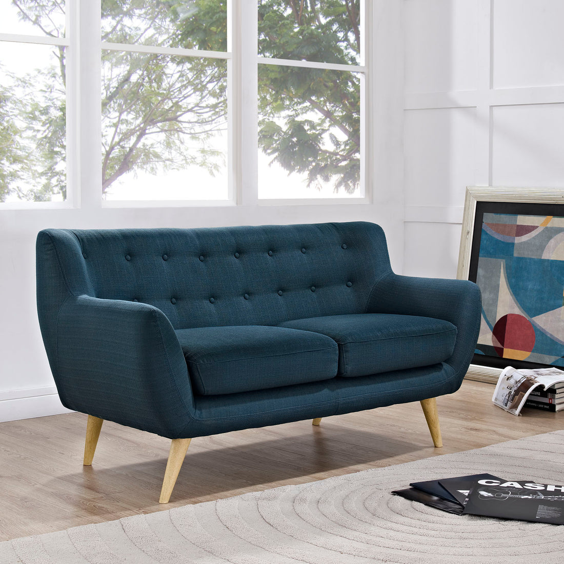 Kyst Upholstered Fabric Loveseat - Azure