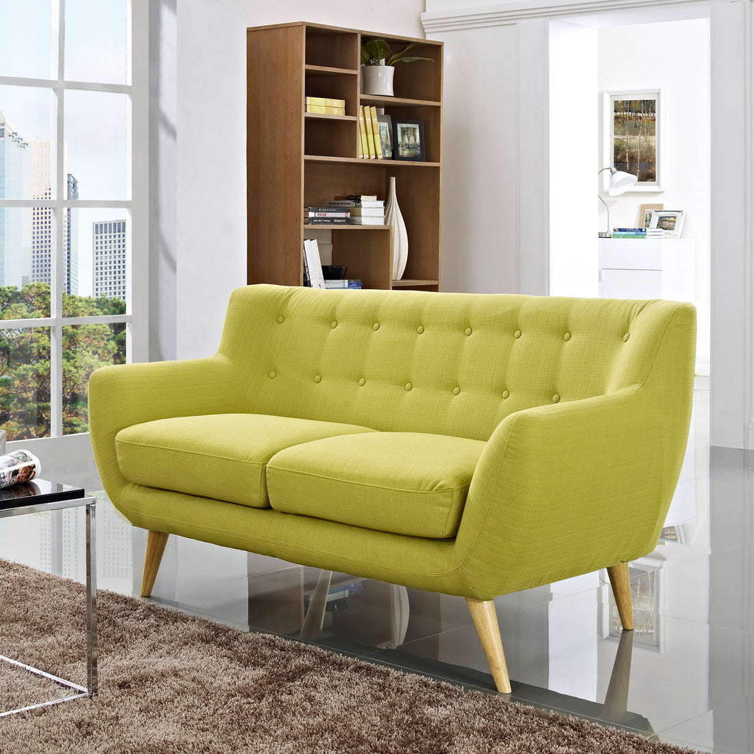 Kyst Upholstered Fabric Loveseat - Wheatgrass