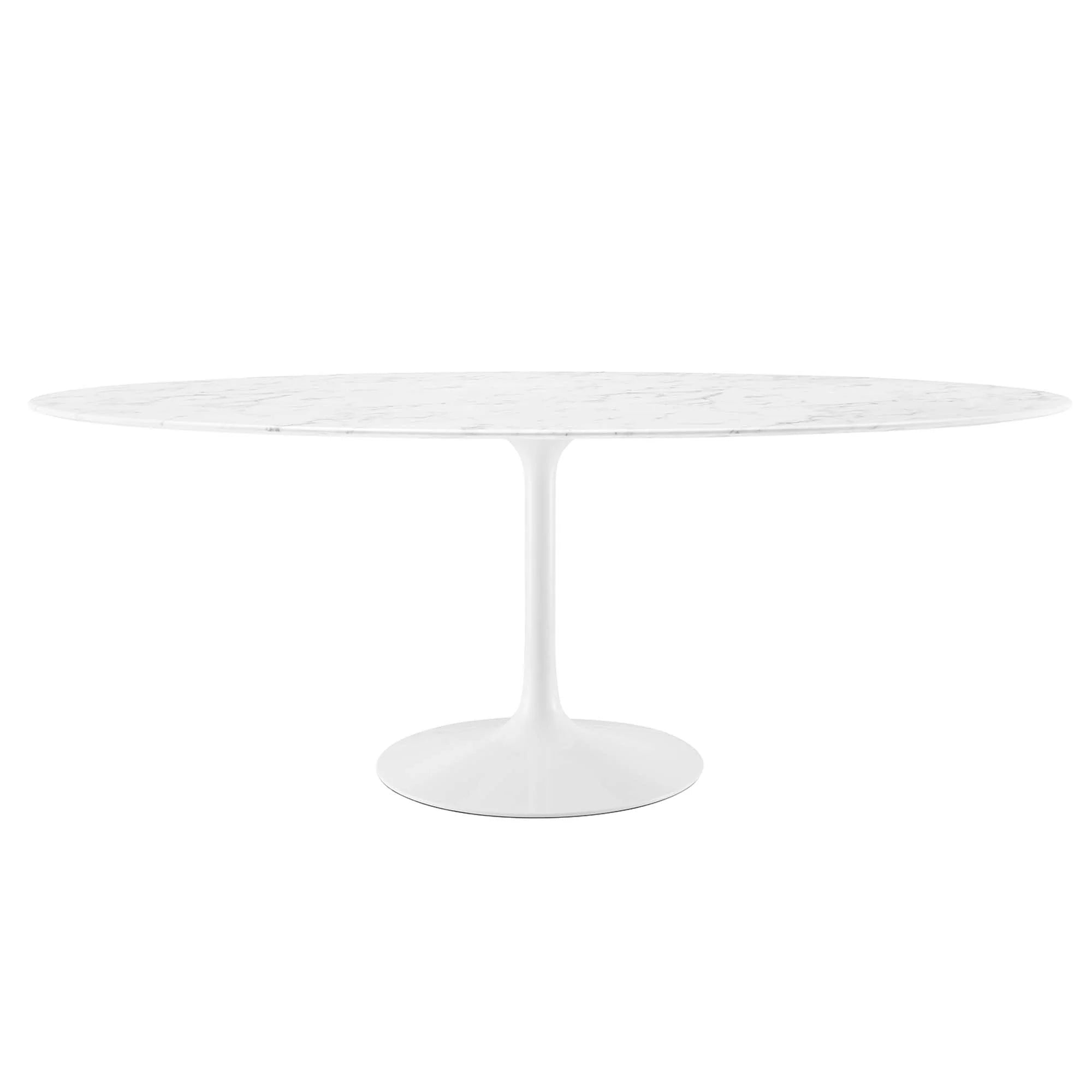 Lippa 78" Oval Faux Marble Dining Table - White Denmark Home