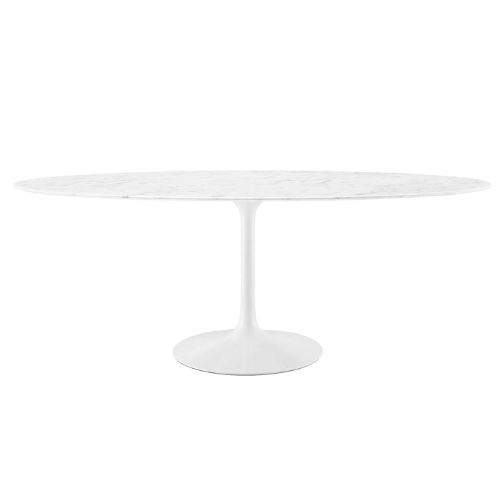 Lippa 78" Oval Faux Marble Dining Table - White Denmark Home