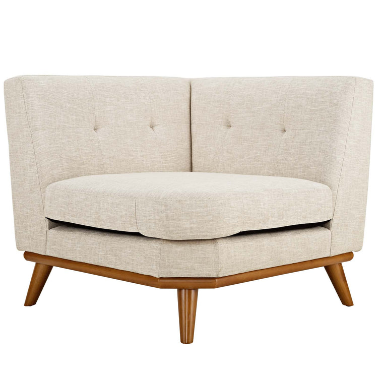 Koti Upholstered Fabric Corner Chair - Beige