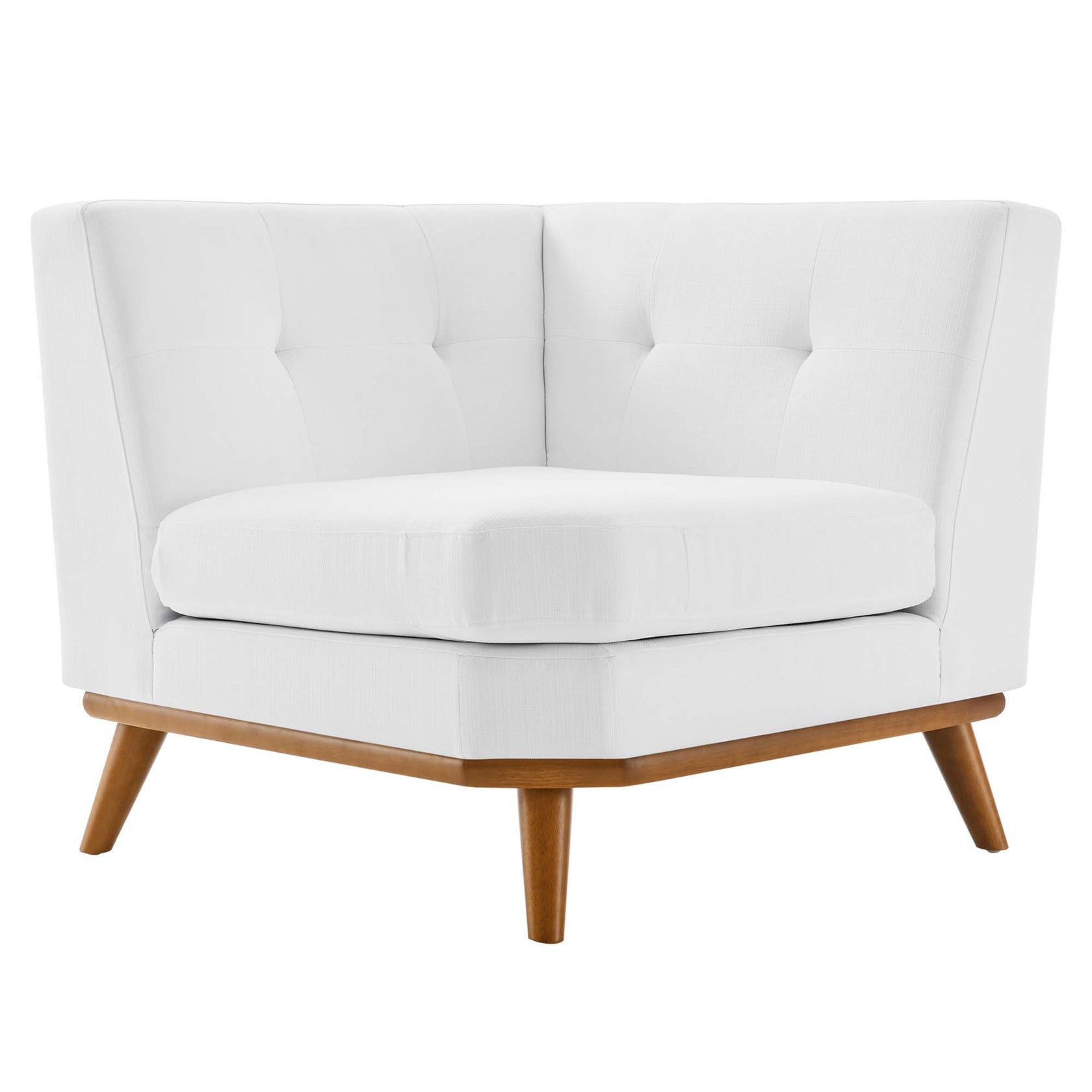 Koti Upholstered Fabric Corner Chair - White
