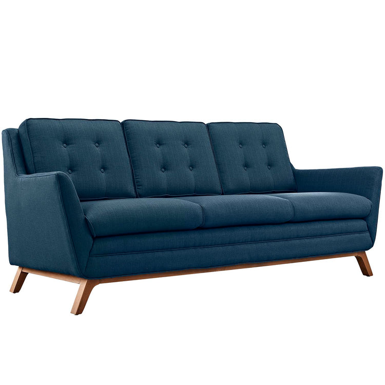 Modus Sofa – Tufted Fabric with Walnut Wood Base