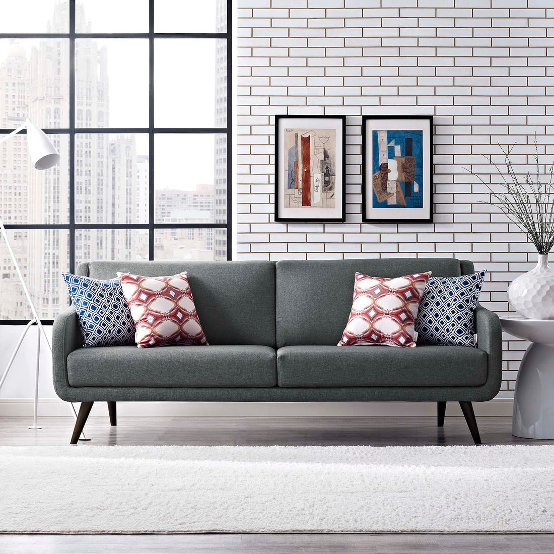 Brevik Sofa – Mid-Century Form with Espresso Wood Legs