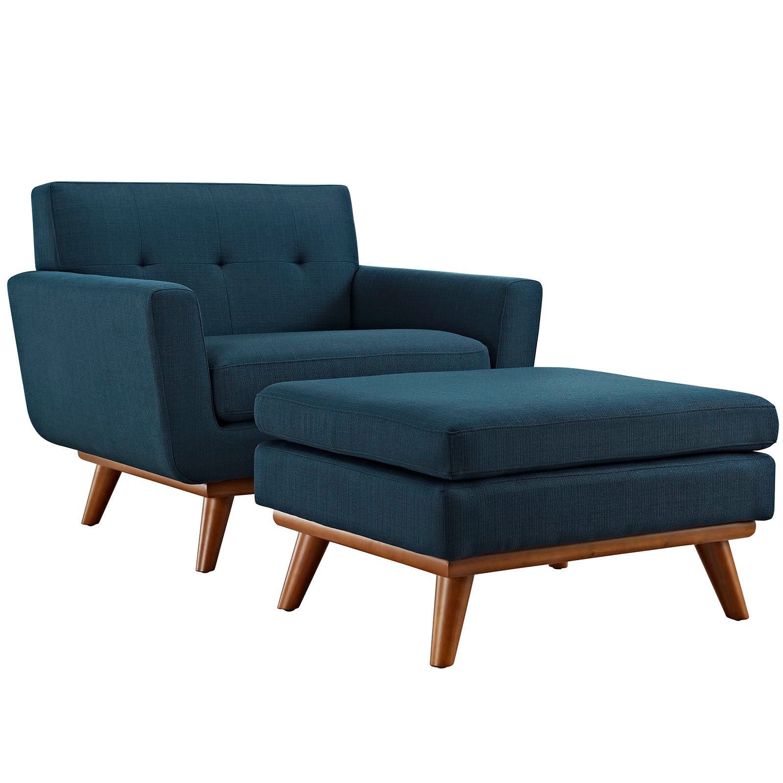 Koti Button-Tufted Living Room Armchair & Ottoman Set - Azure Denmark Home