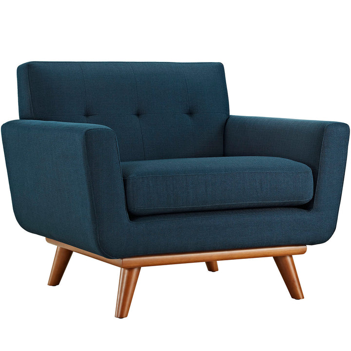 Koti Button-Tufted Living Room Armchair & Ottoman Set - Azure Denmark Home