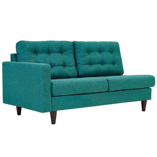 Oura Tufted Fabric Left-Facing Loveseat - Teal