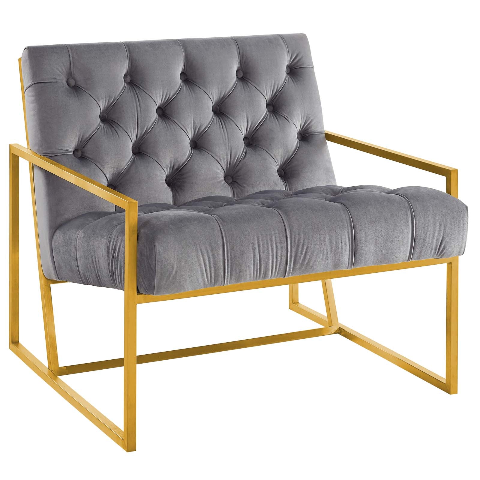 Dew Velvet Tufted Accent Chair – Gray Denmark Home