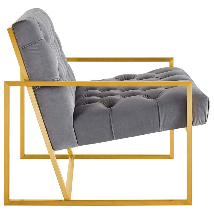 Dew Velvet Tufted Accent Chair – Gray Denmark Home