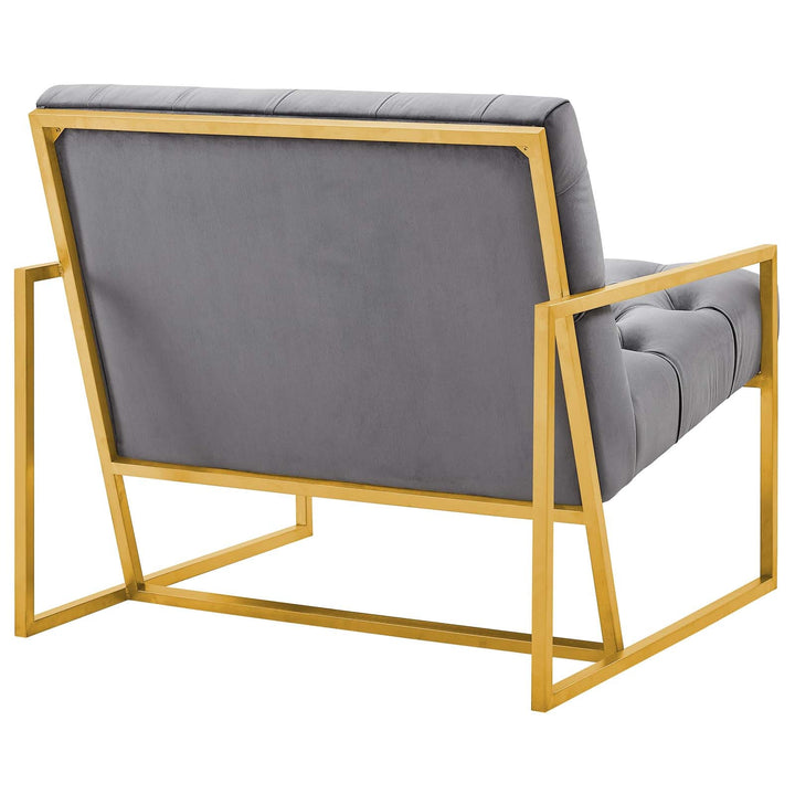 Dew Velvet Tufted Accent Chair – Gray Denmark Home
