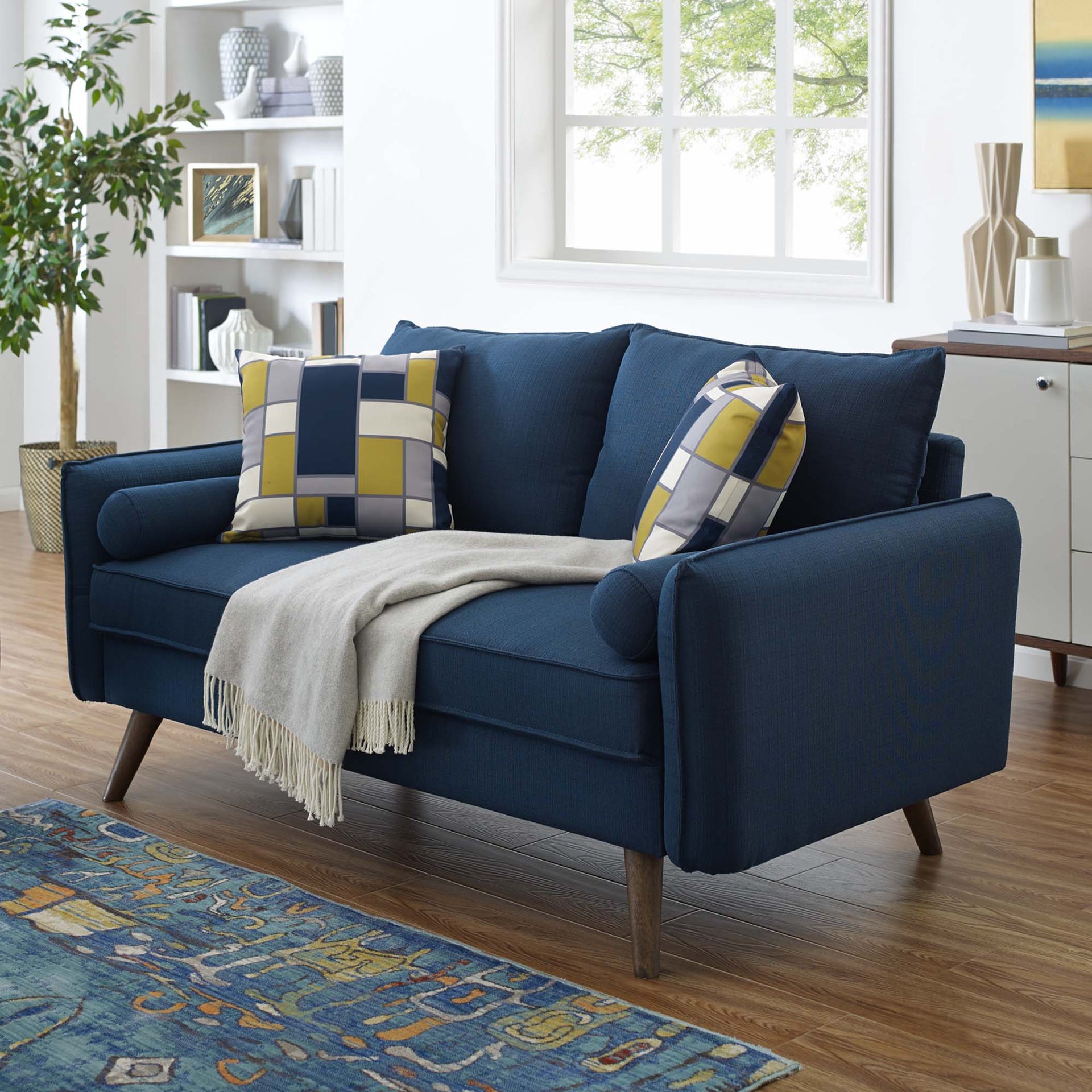 Aurelis Fabric Loveseat - Azure