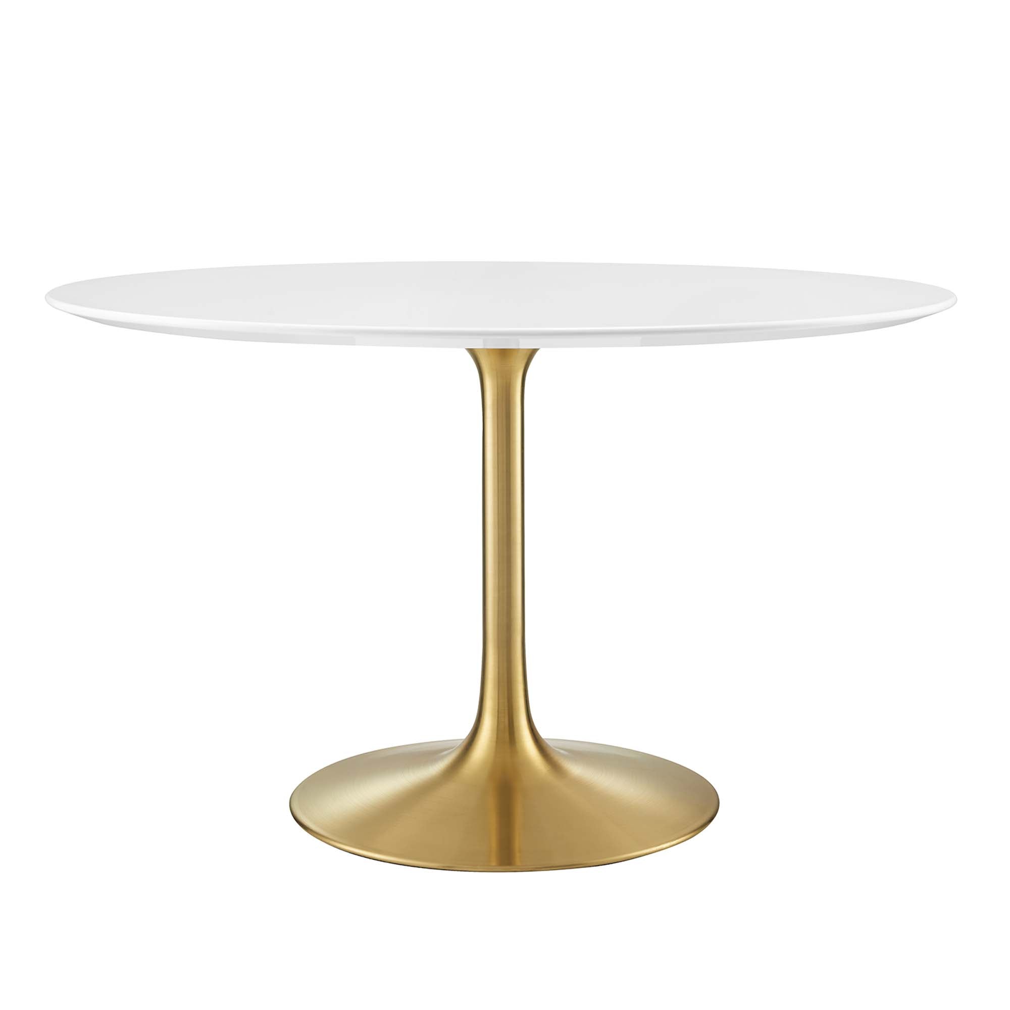 Novara Round Wood Dining Table 48" - Gold White Denmark Home