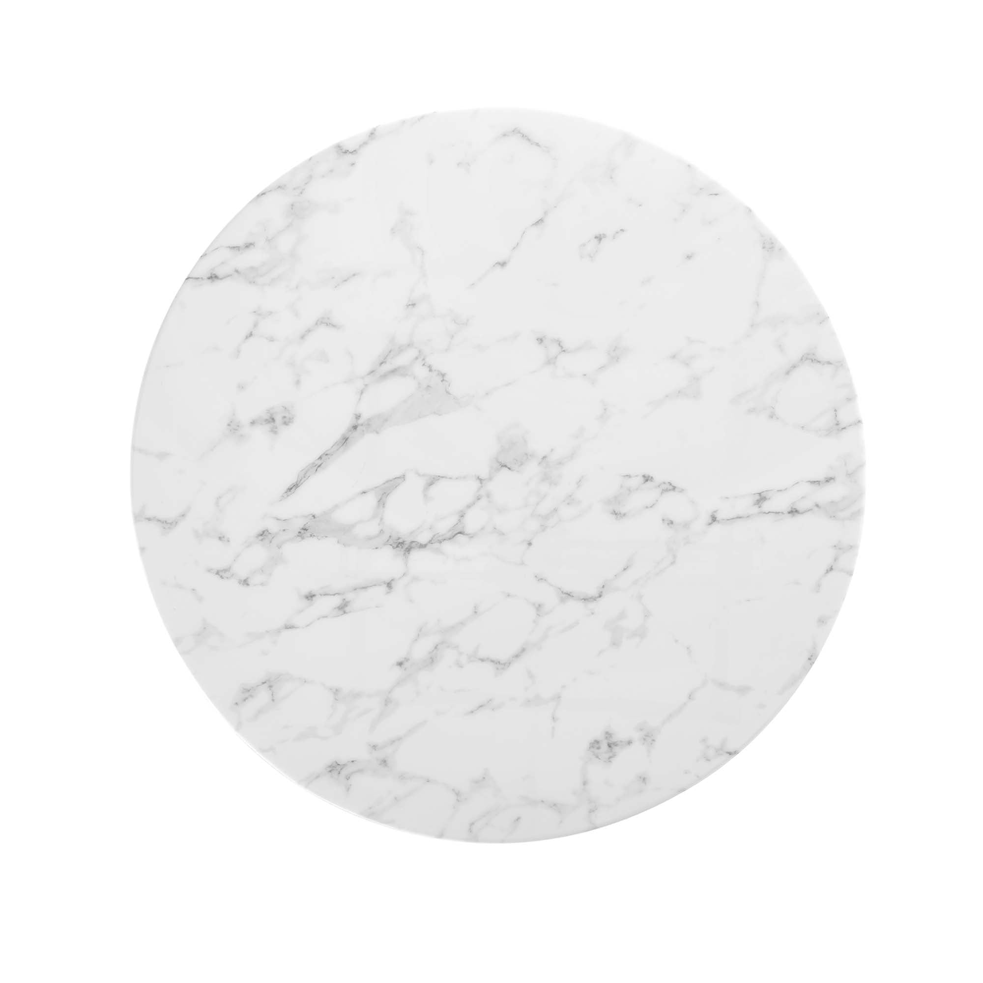 Novara Round Faux Marble Dining Table 40" - Gold White Denmark Home