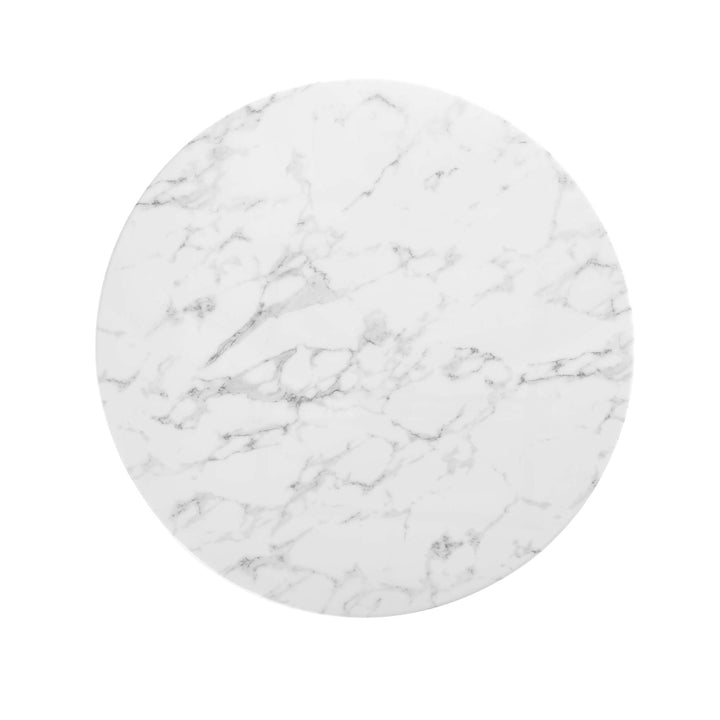 Novara Round Faux Marble Dining Table 40" - Gold White Denmark Home