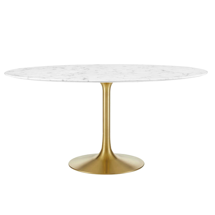 Nuvora 60" Round Faux Marble Dining Table - Gold White Denmark Home