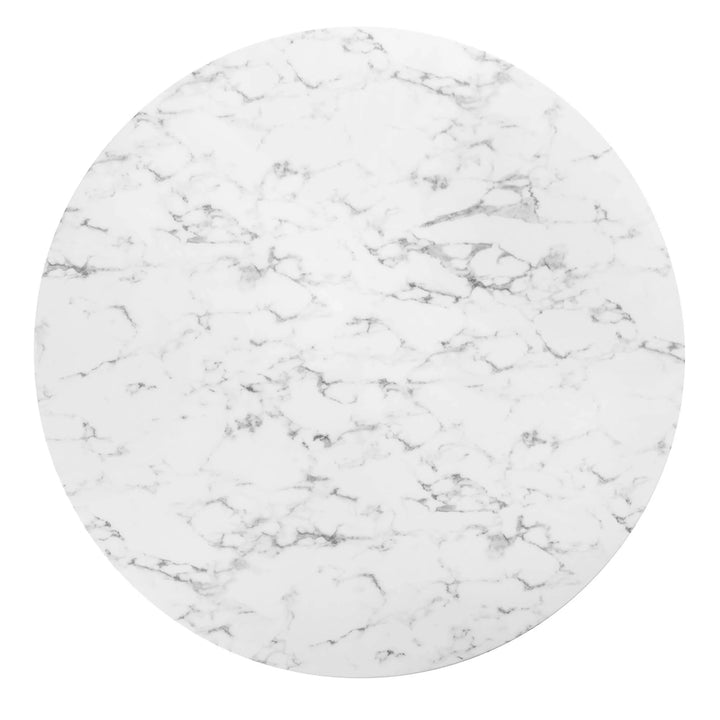 Nuvora 60" Round Faux Marble Dining Table - Gold White Denmark Home