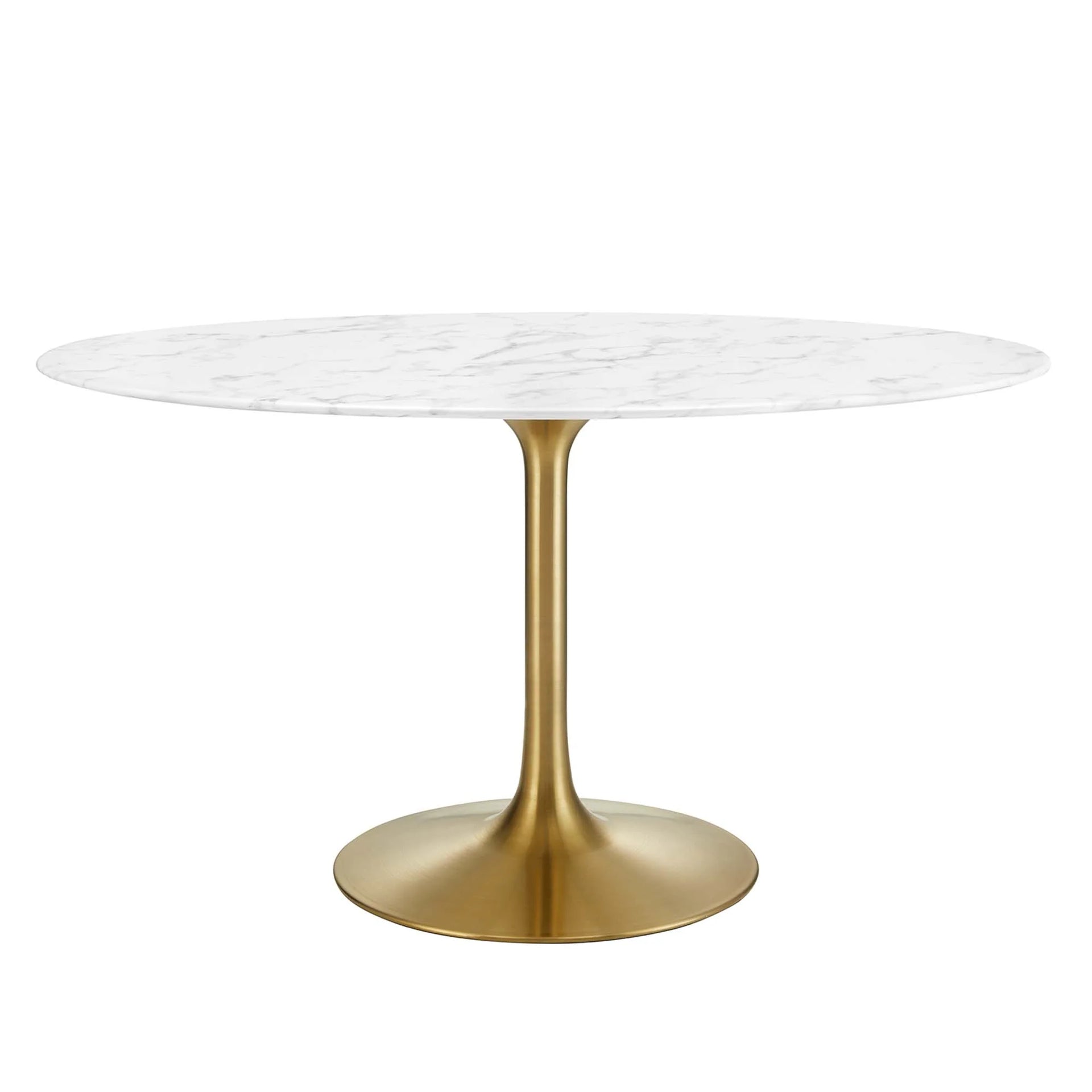 Lippa 54" Oval Faux Marble Dining Table - Gold White Denmark Home