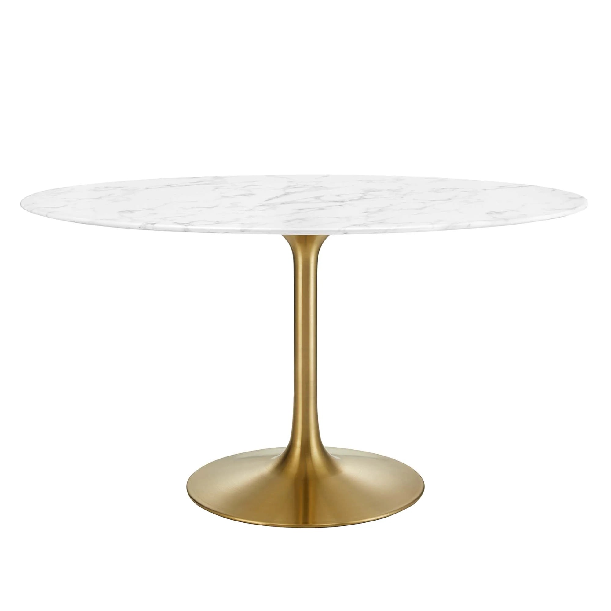 Lippa 54" Oval Faux Marble Dining Table - Gold White Denmark Home