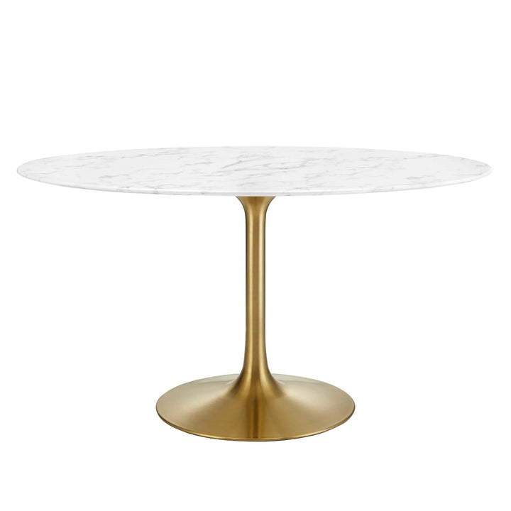 Lippa 54" Oval Faux Marble Dining Table - Gold White Denmark Home