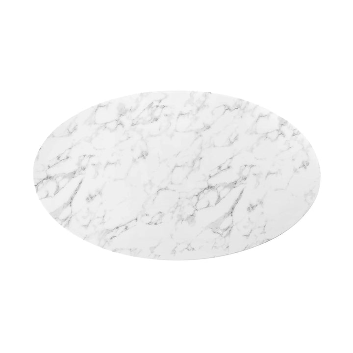 Lippa 60" Oval Faux Marble Dining Table - Gold White Denmark Home