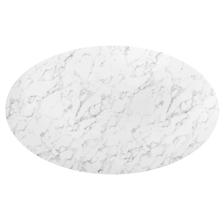 Lippa 78" Oval Faux Marble Dining Table - Gold White Denmark Home