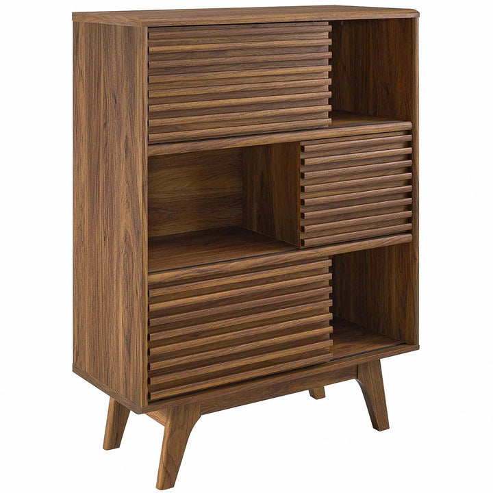 Orvena Three-Tier Display Storage Cabinet - Walnut Denmark Home
