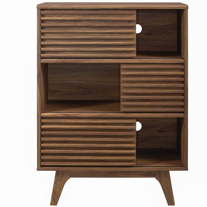 Orvena Three-Tier Display Storage Cabinet - Walnut Denmark Home