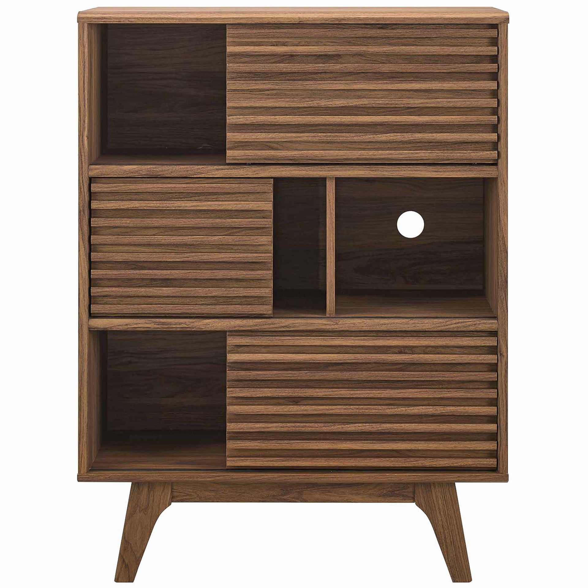 Orvena Three-Tier Display Storage Cabinet - Walnut Denmark Home