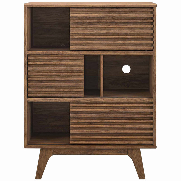 Orvena Three-Tier Display Storage Cabinet - Walnut Denmark Home