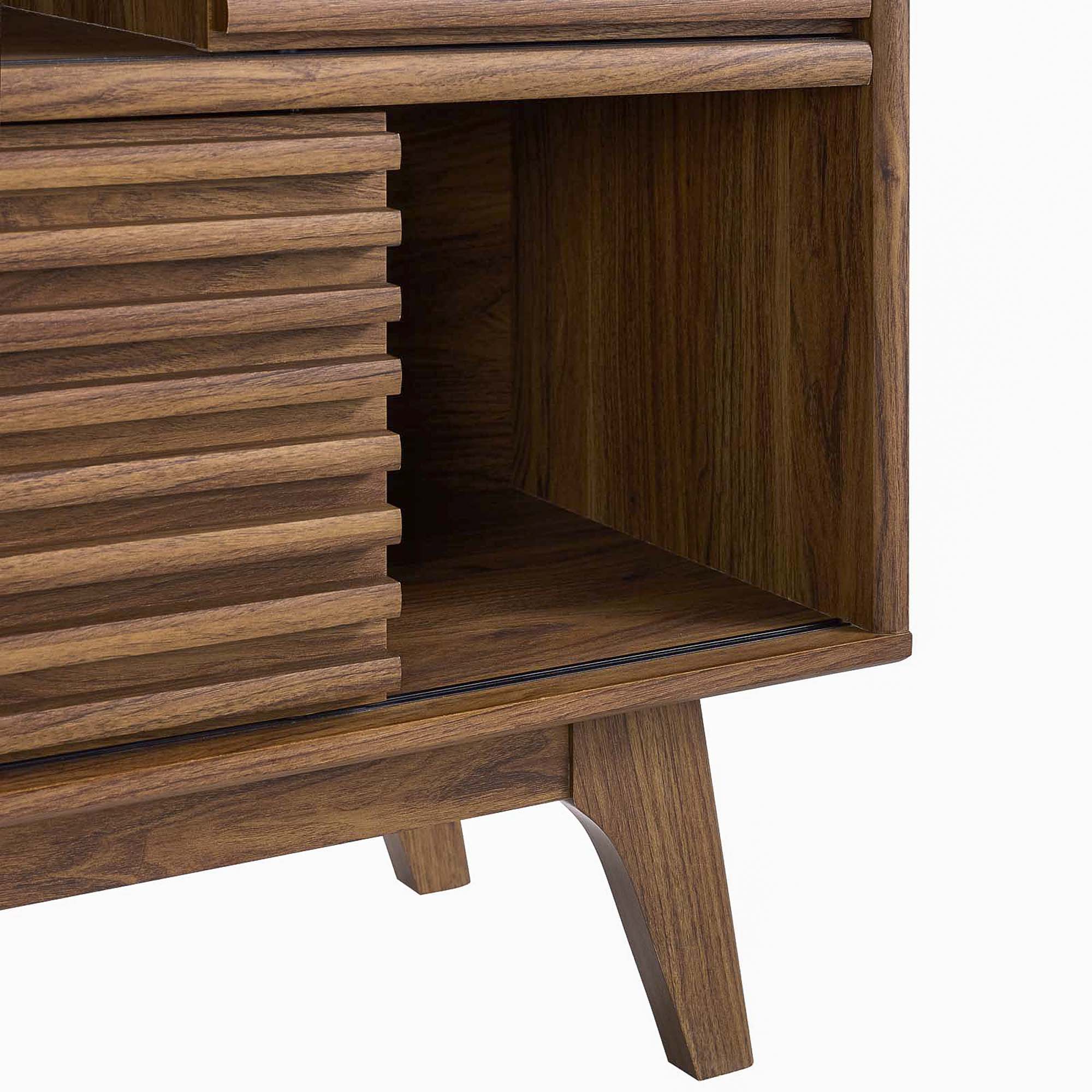 Orvena Three-Tier Display Storage Cabinet - Walnut Denmark Home